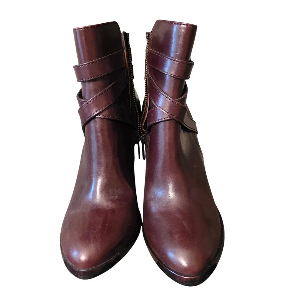 Frye Cece Strappy Wedge Booties Dark Brown Leather Ankle Boots 3478890-DBN 7M